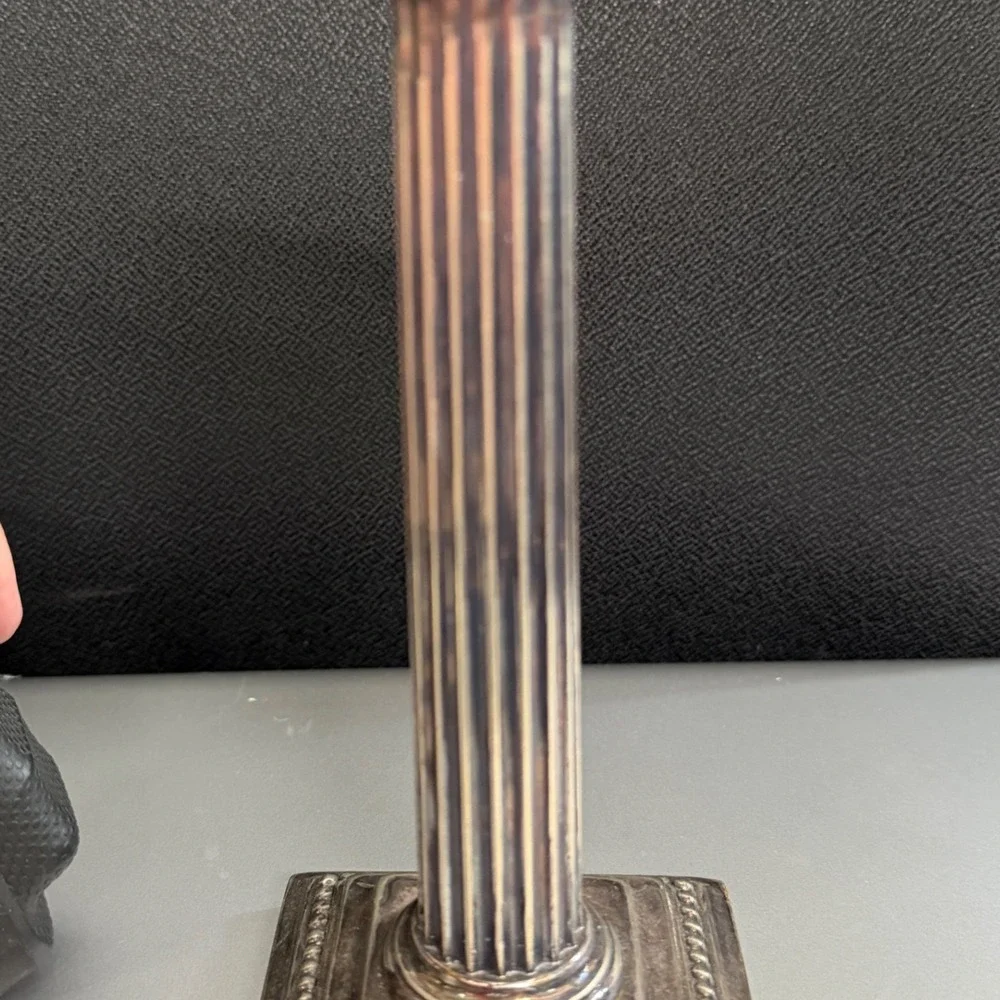 Gorham Silver Plate Corinthian Column Candlesticks Set of 3 Vintage 0138 Patina
